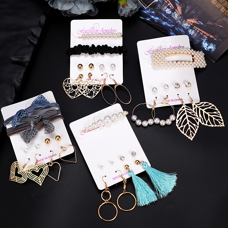 Conjunto de joias de pérola, conjunto de joias de pérola para mulheres, brincos pendurados para mulheres, tira de cabelo, joias vintage, casamento, cristal, presentes de metal