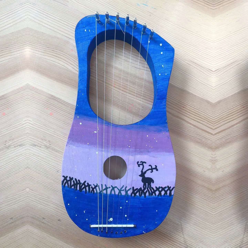 Kit de bricolage de harpe Lyre à 7 cordes, cordes en tilleul massif, Instrument de musique, travail manuel, assemblage de peinture pour débutant Amateur