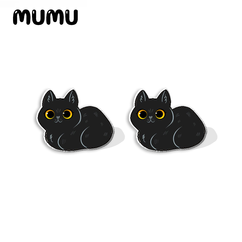 Pendientes con pasador acrílico de gato Angora turco, pendientes hechos a mano de gatos siameses, joyería epoxi de resina, para amigos, novedad de 2023: PLATEADO