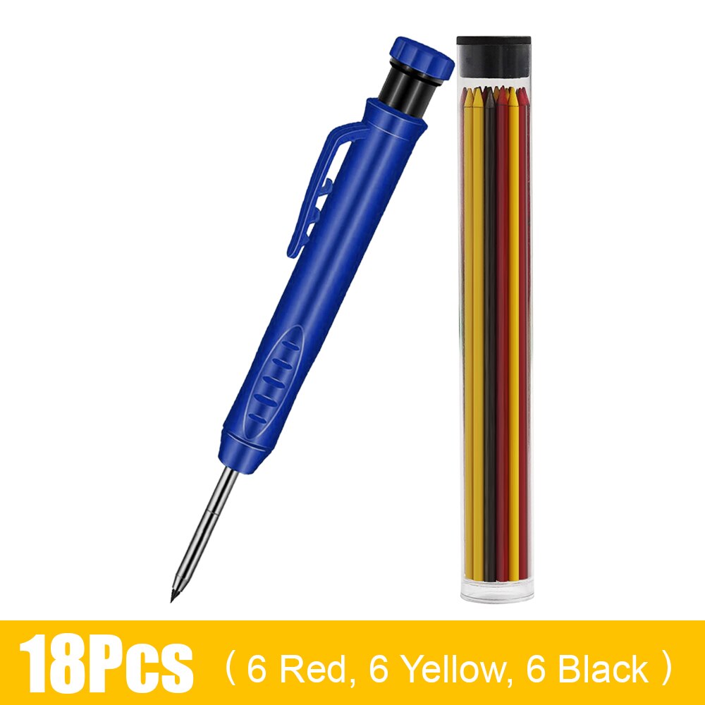 Solidny stolarz ołówek robić obróbki drewna znakowanie narzędzia robić prac budowlanych rysowanie Scriber z wbudowaną ostrzałką: 18 szt zestaw C