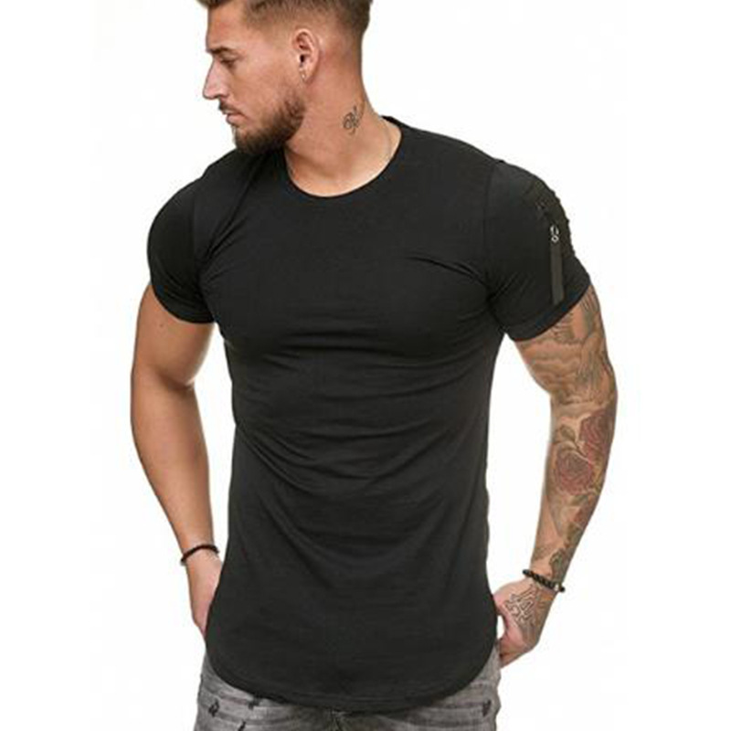 2021 Wish męska Casual sport Slim Fit jednolity kolor wokół szyi T-shirt męskie krótkie rękawy