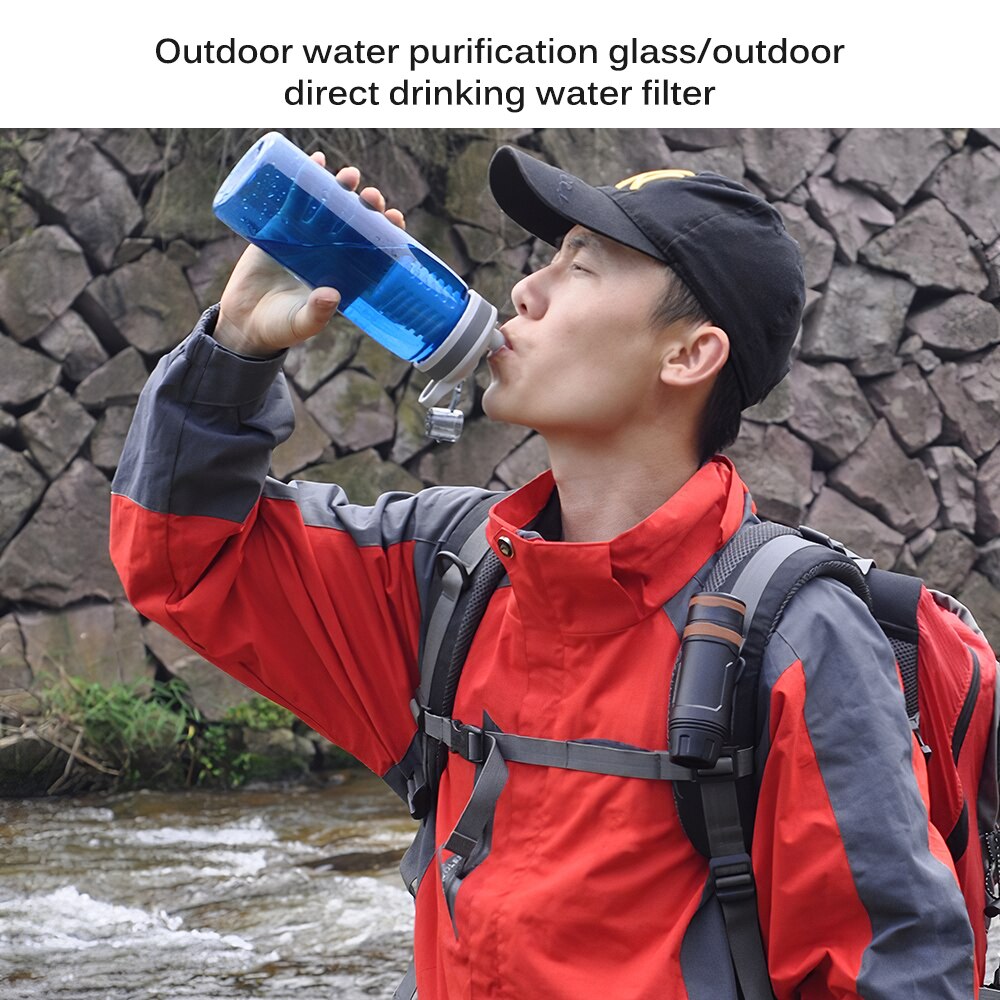 Outdoor Water Filter Bottle Emergency Water Purifier For Traveling Camping Hiking Backpacking Portable Bottle Water Purifier