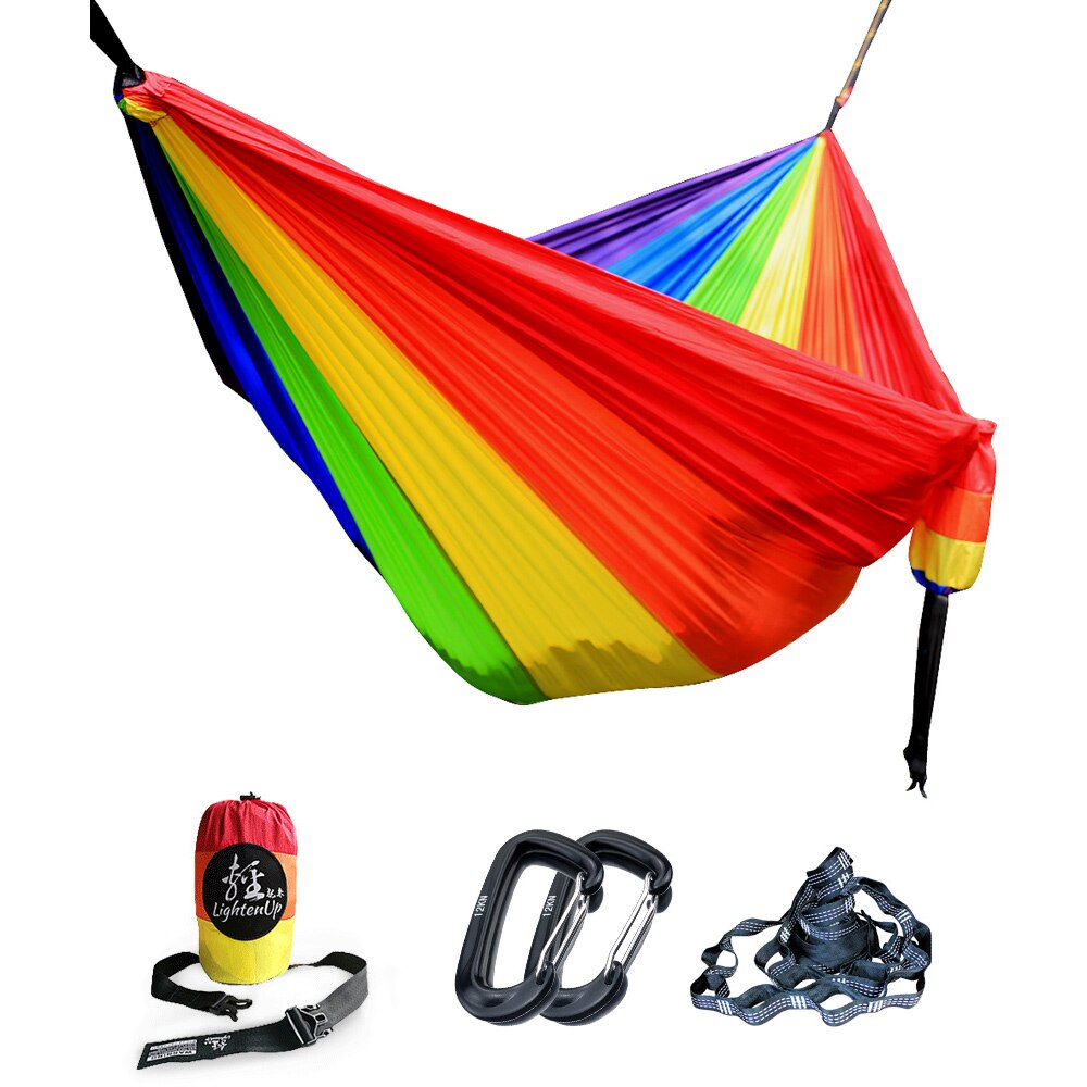 Podwójne 200*300CM hamak ogrodowy podwójny ogród kemping huśtawka drzewo łóżko przenośne dorosłych dzieci na zewnątrz łóżko 2 pasy 2 karabinek: 06