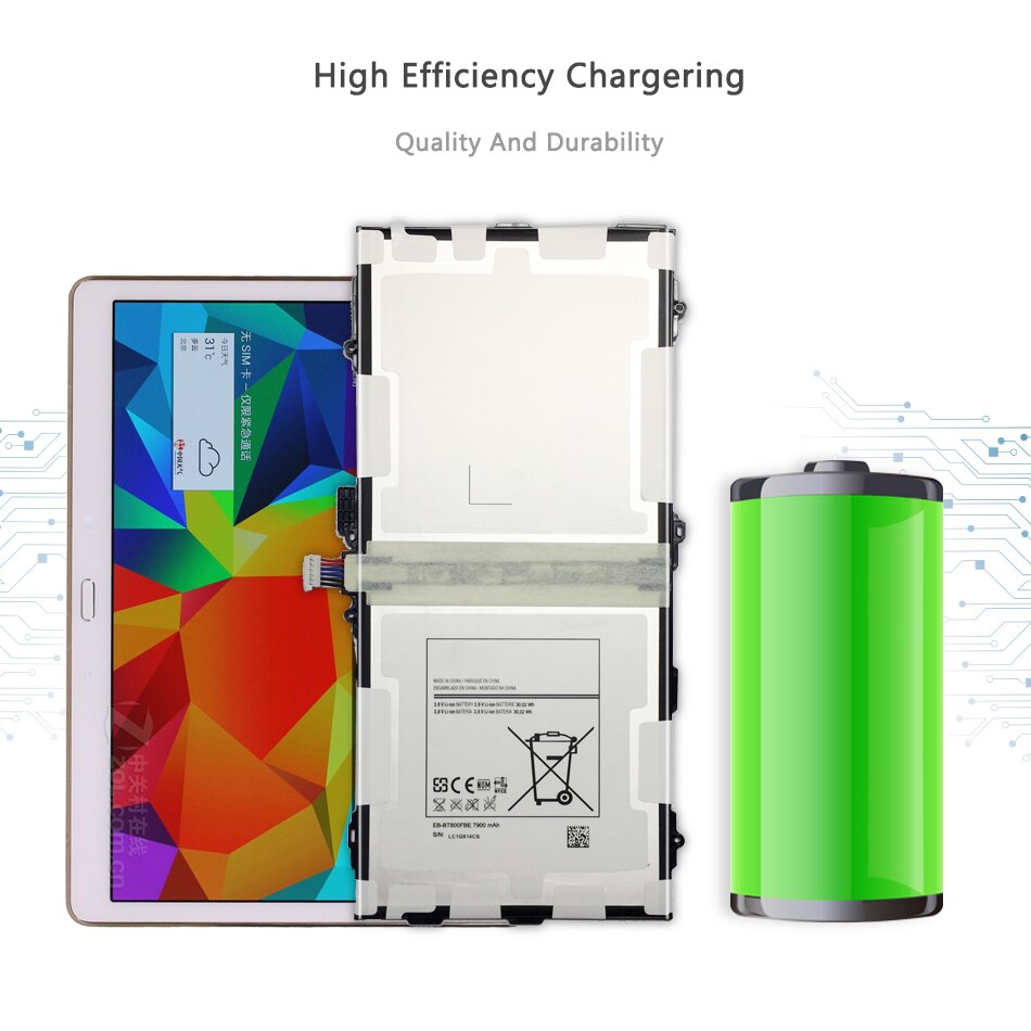 Tablet Li-Polymer Battery For Samsung Galaxy Tab S 10.5 SM T800 T801 T805 SM-T800 SM-T810 Battery 7900mAh EB-BT800FBE