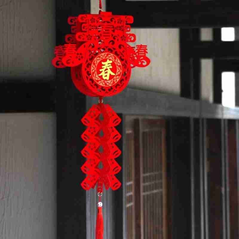Waterproof Red Paper Lantern Home Decor Three-dimensional Lantern Pendant For Chinese Year Spring Festival Celebration