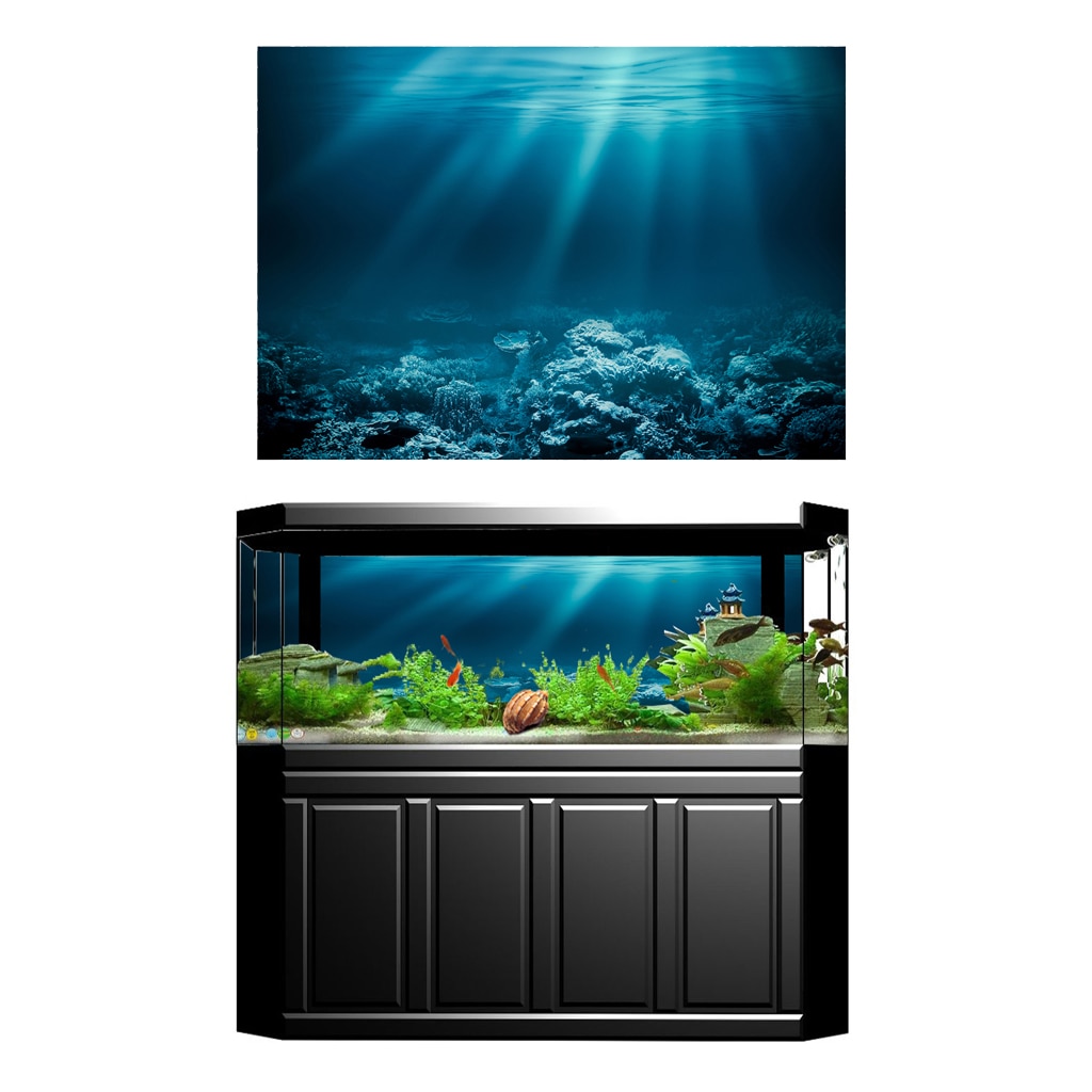 3D HD Aquarium Universe Landscape Poster Single Sided Fish Tank Background