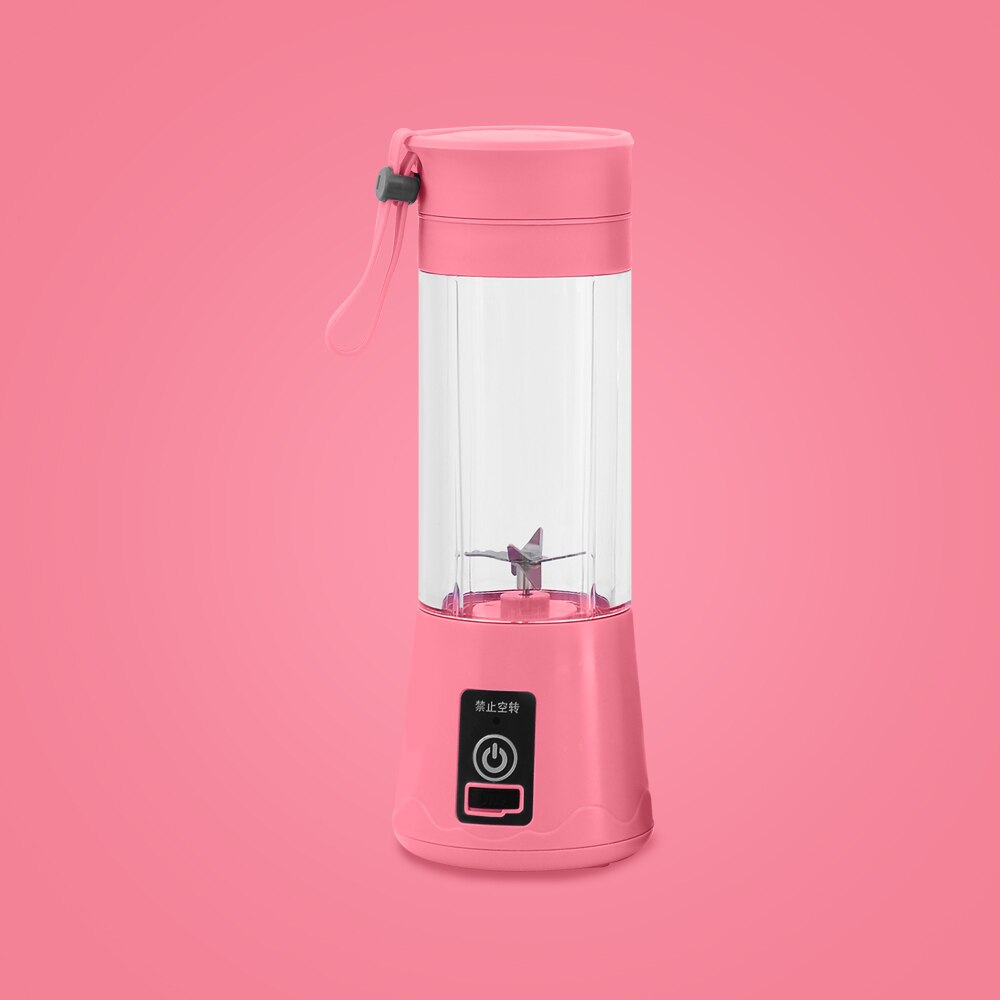 XYj-licuadora de zumo portátil recargable por Usb, batidos, máquina mezcladora de frutas, exprimidor, licuadora de hielo, mezclador de oficina, viaje, deporte: Pink