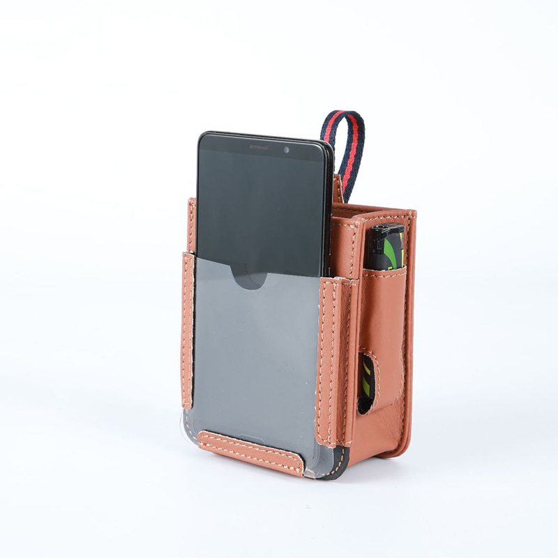 Sac de rangement suspendu pour téléphone portable, pochette de sortie d'air de voiture, sac de rangement à usage multiple, organisateur de véhicule en cuir microfibre, accessoires d'intérieur automobile: Brown