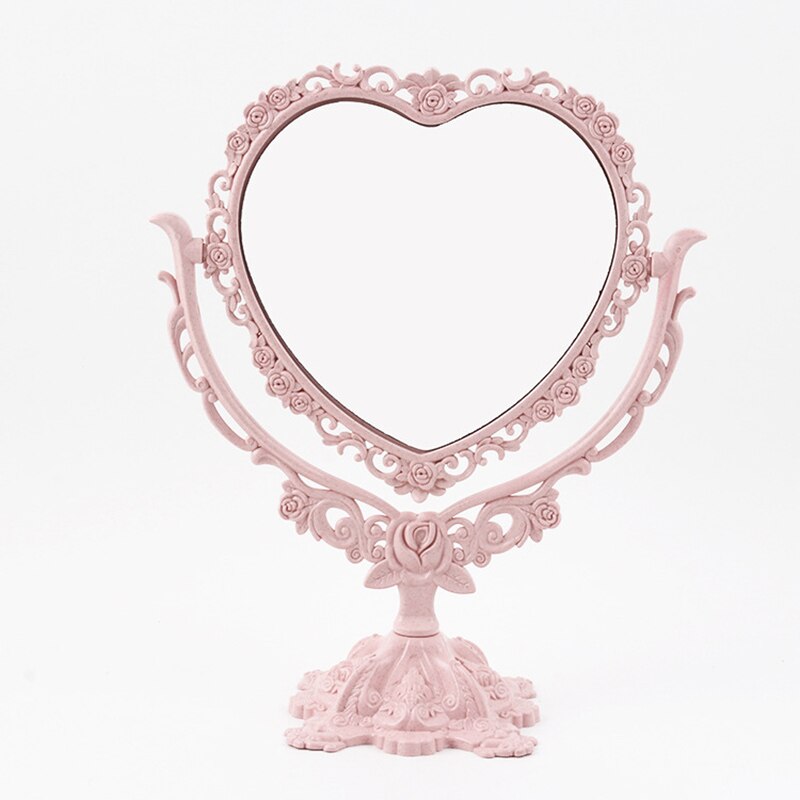 Espejo de maquillaje de escritorio estilo europeo espejo gótico giratorio herramienta de belleza de decoración de Mariposa o rosa redondo Oval forma de corazón espejo de maquillaje: 02