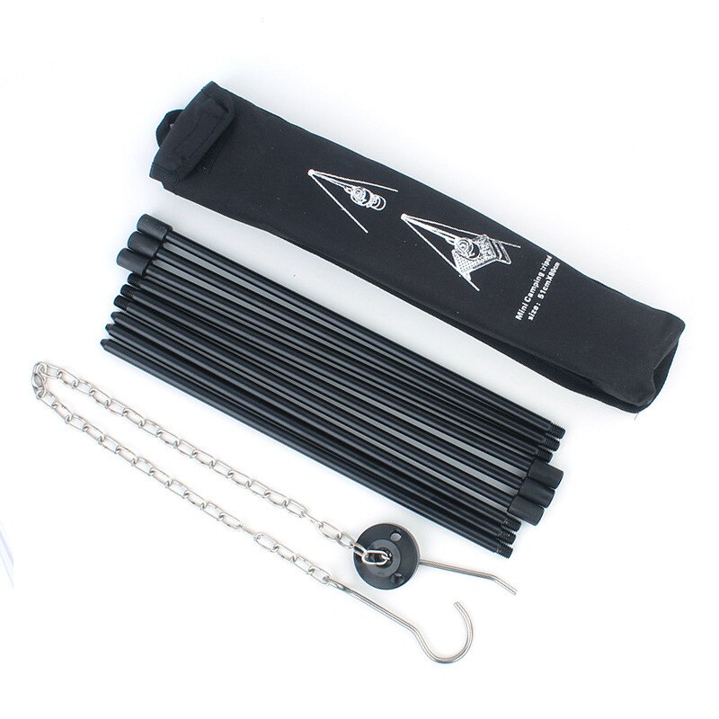 Parrilla de barbacoa de aleación de aluminio, trípode colgante para Horno Holandés, plegable portátil, para acampar al aire libre, Picnic, barbacoa, trípode de cocina para fogatas: Black