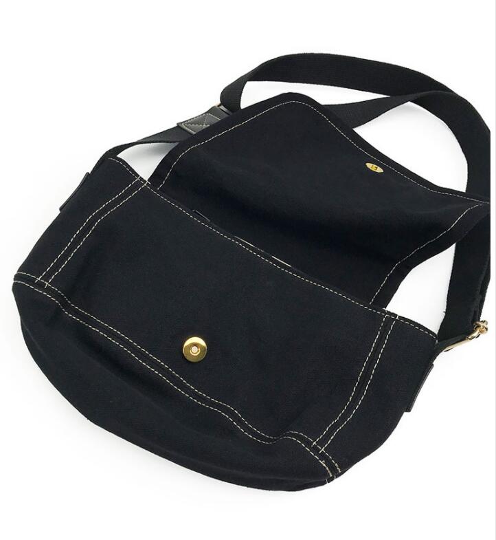 2022 Mode Saturn Canvas Vrouwen Bericht Handtassen Meisjes Enkele Schouder Crossbody Tassen: Black strap