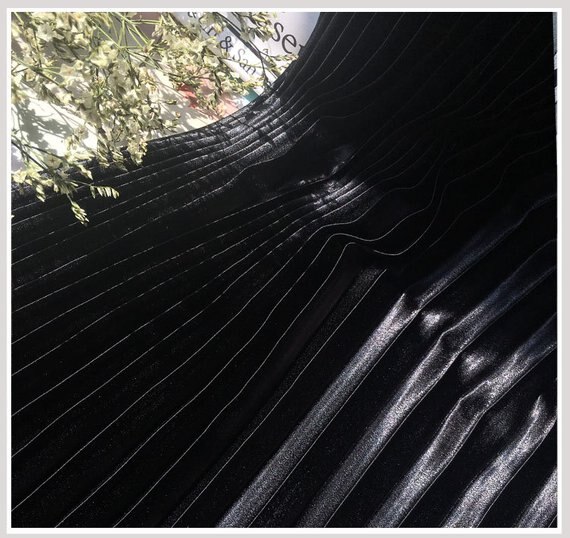 Panel de satén plisado azul de 1 yarda, pliegue Vertical satinado, tela plisada de acordeón, tela de pliegues de satén por yarda: black