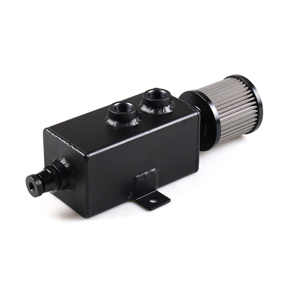 Tanque de combustible Universal para coche, lata de captura de aceite de aluminio de 1L, con respirador y drenaje de filtro