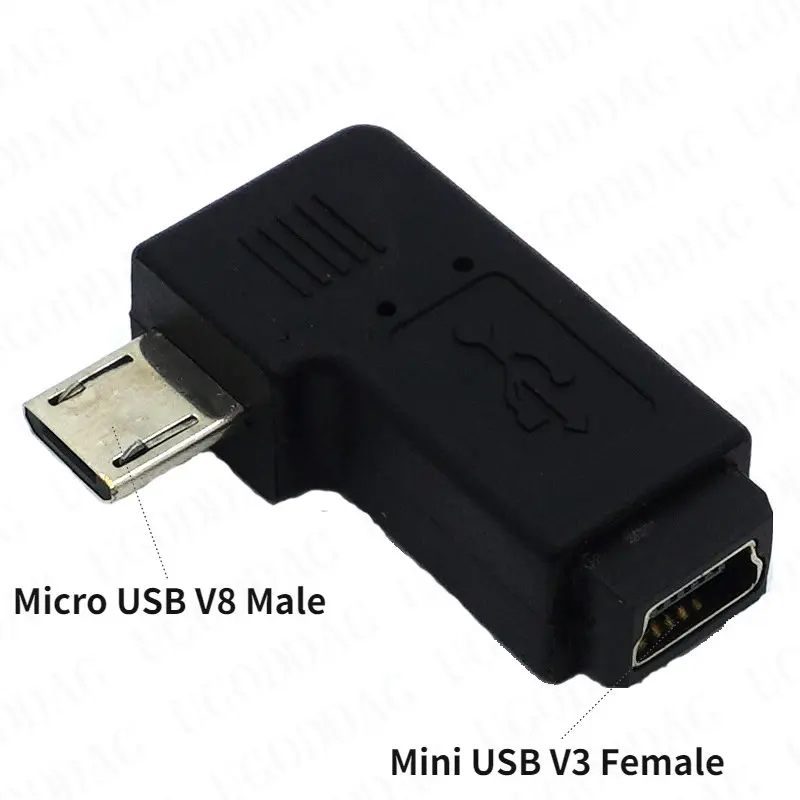 Micro USB Female to Mini USB Male Adapter Charger Converter MiniUSB V3 to MicroUSB V8 Adapter For Mobile Phone Android MP3: green