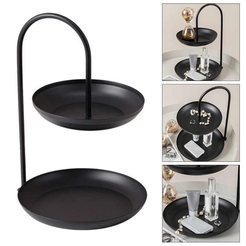 Light Luxury Iron Double-layer Jewelry Display Rack Family Party Dessert Fruit