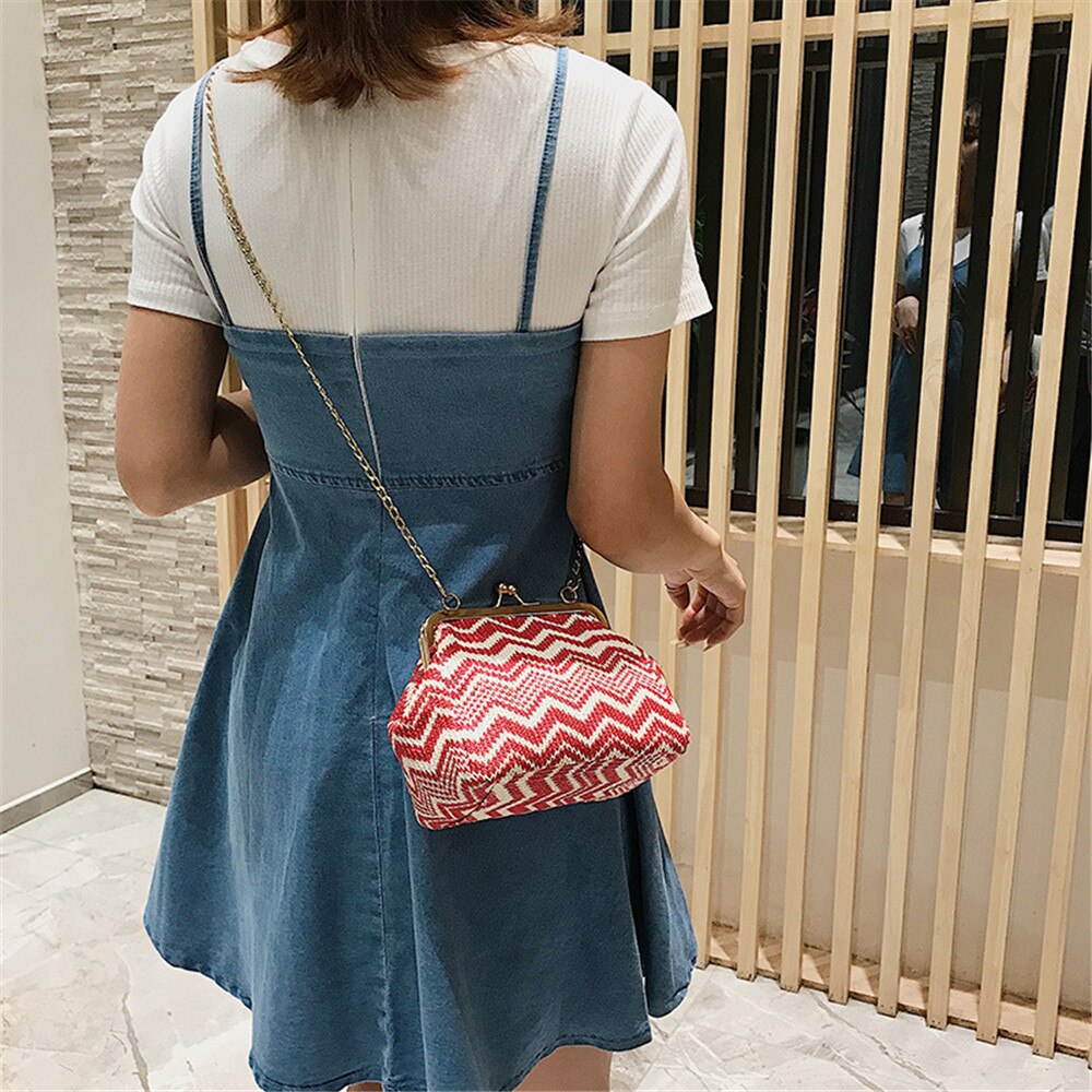Geweven tas strandtas reistas dames schoudertas crossbody tas schelpvormige dames handtassen