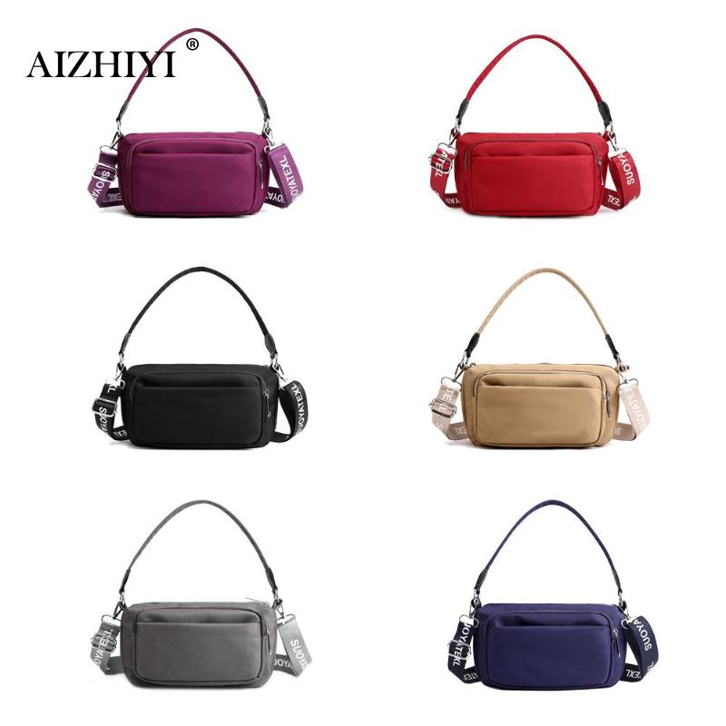 Dame nylon afslappet messenger crossbody tasker kvinder fritid ren farve stor kapacitet pung skulder håndtasker