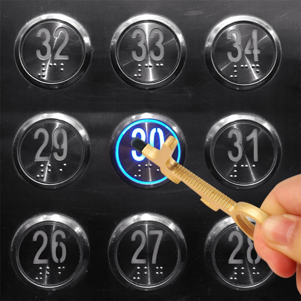 Touch Screen Buttons Edc Door Opener Hygiene Hand Antimicrobial Contactless Press Elevator Tool Portable Door Opener Keychain