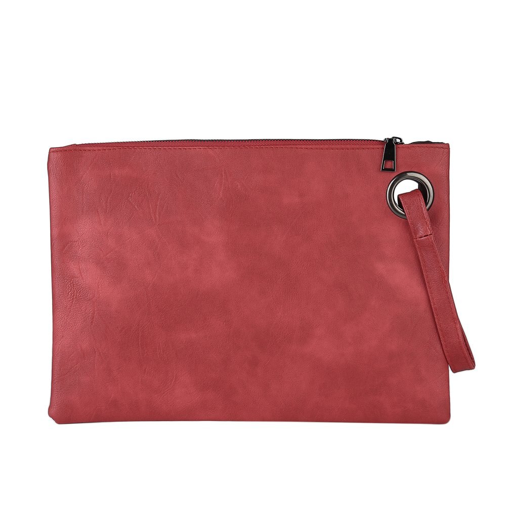 Coofit-Bolso de mano de cuero liso para mujer, cartera de mano femenina, de noche, de estilo Retro, sencillo, a la: Red