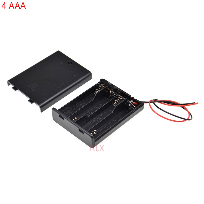 1 PCS 4 AAA batterij houder met schakelaar wire Leads op/off 4x1.5 v 6 V 4AAA 3A batterij case Opbergdoos diy 4 slot AAA 4 XAAA 4 X AAA