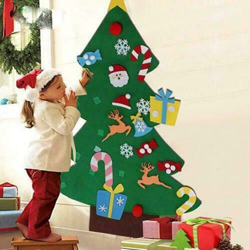 3D Deluxe Felt Christmas Tree Children Toddler Kids UK Christmas Felt Tree Door Wall Hanging Preschool Craft Fuzzy Felt