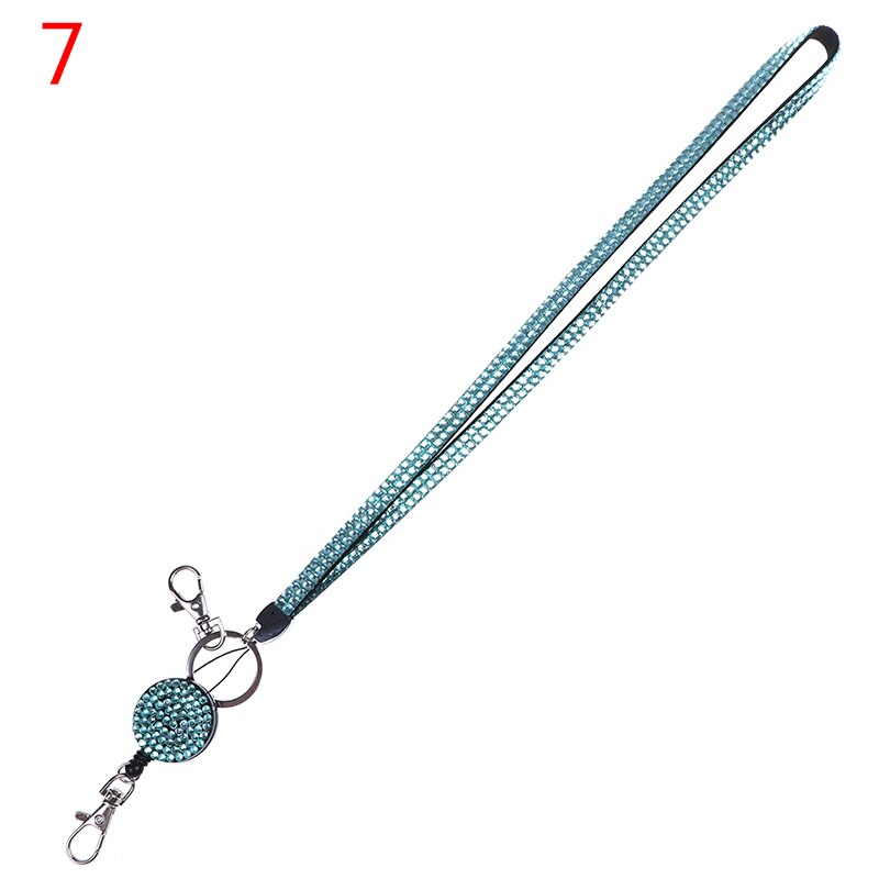 1Pc Lanyard Crystal Rhinestone Mobile Phone Neck Strap Key Holder Rhinestone Lanyard Badge Reel 11 color: A7