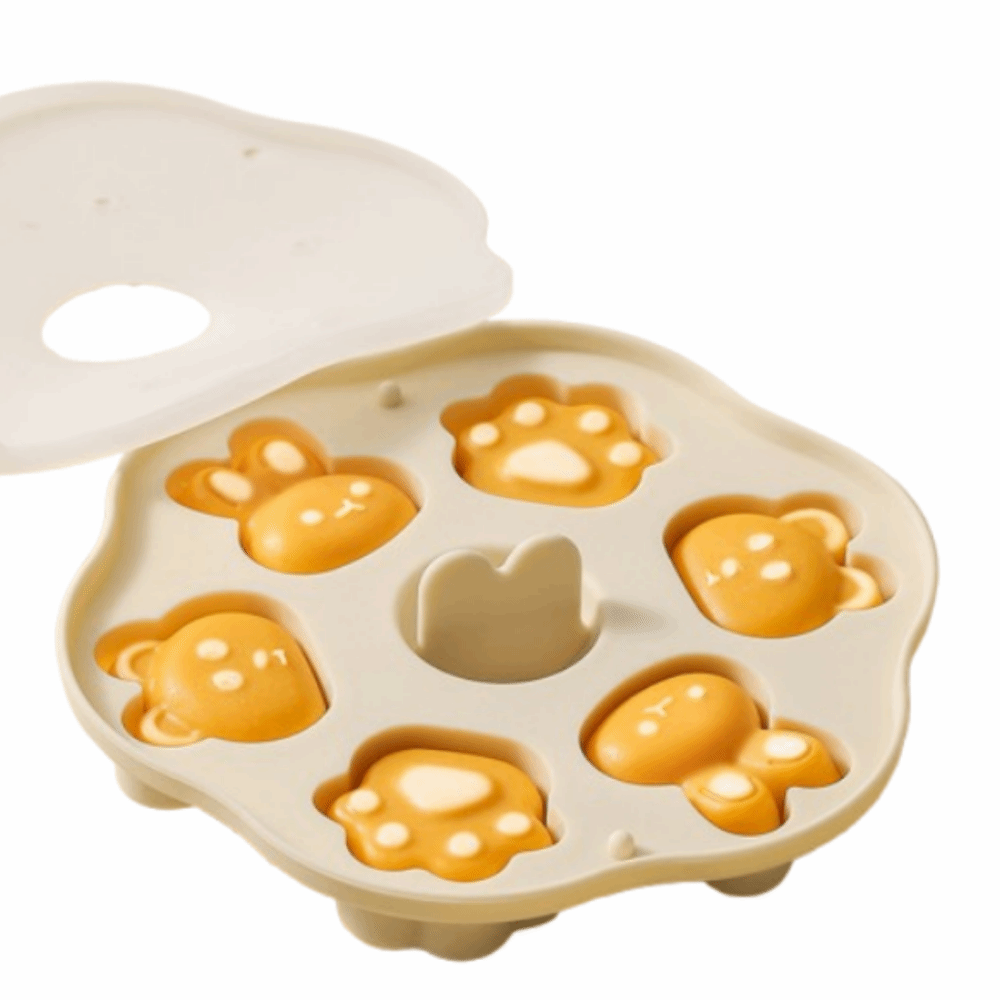 Baby Food Steamed Cake Mold 190ML 6 Grids Cartoon Baking Mold BPA Free Reusable Silicone Cake Mold Baking Supplies: Chocolate