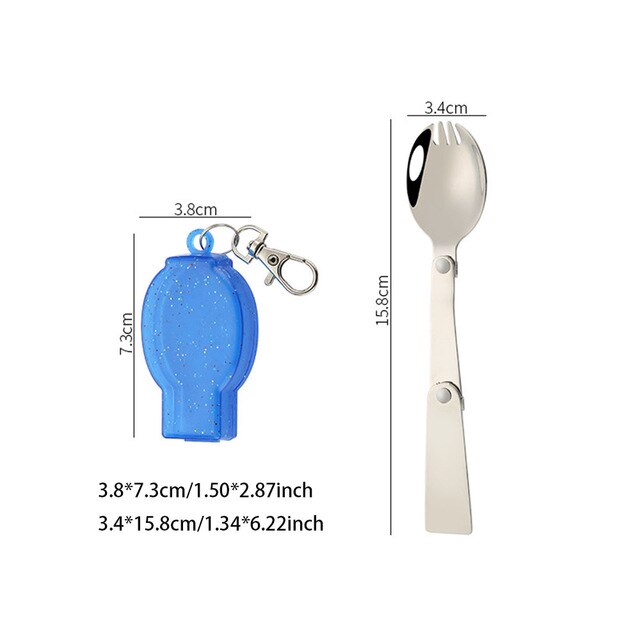 Camping Utensil Compact Stainless Pocket Spoon Fork Spork Foldable Camp Travel Party Picnic Cooking Folding Outdoor Tableware: D