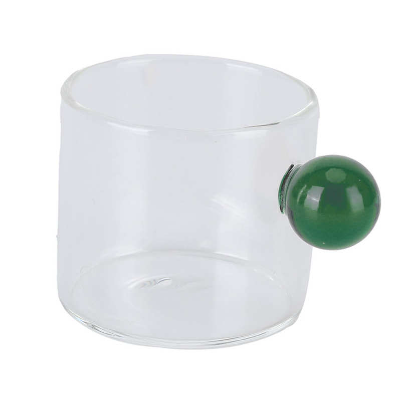 Tasse à thé en verre Transparent de 120ml, tasse à café résistante à la chaleur avec poignée en boule: green