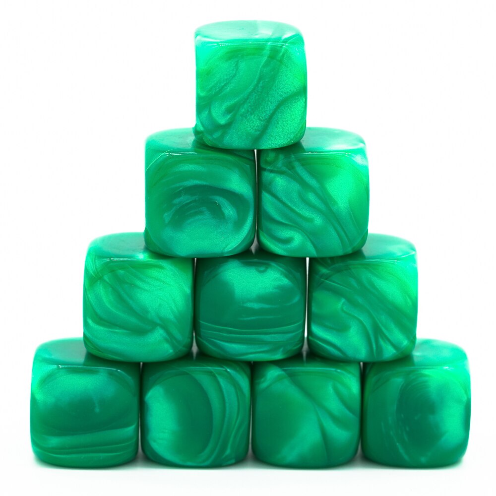 10 pièces dés vierges 16mm dés Standard 6 dés pour jeux de société bricolage dés Cubes d'enseignement: Green