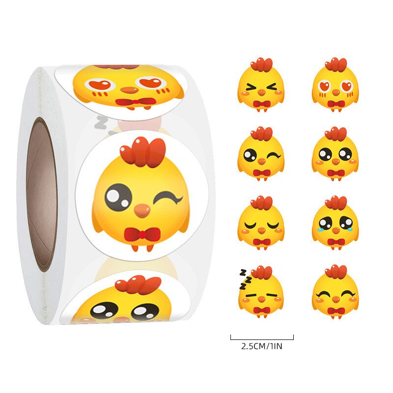 Cute Gilded Chicken Sticker Baking Self Adhesive Sealed Envelope Wedding Children Stationery Bag Sticker Decoration: 500pcs