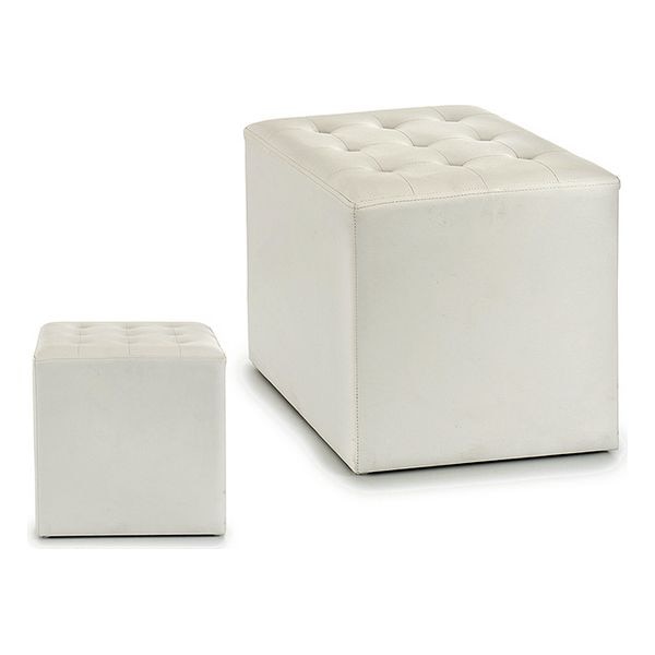Puff Blanco Cuero (35 x 35 x 35 cm)