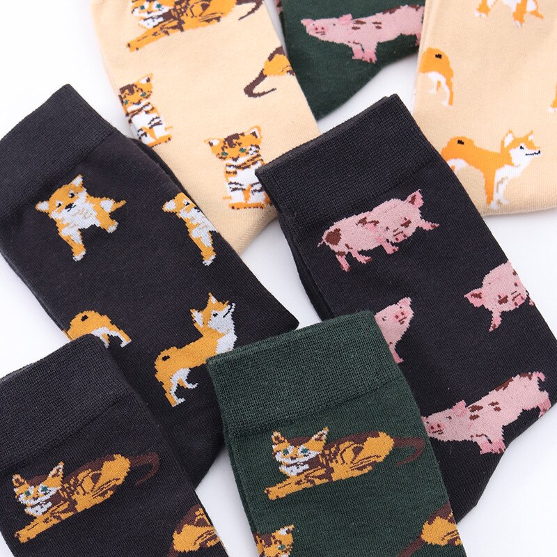 Novedad de , calcetines cortos Teckel Shiba Inu Tiger Beagle para mujer, bonitos calcetines de algodón con de Animal para mujer