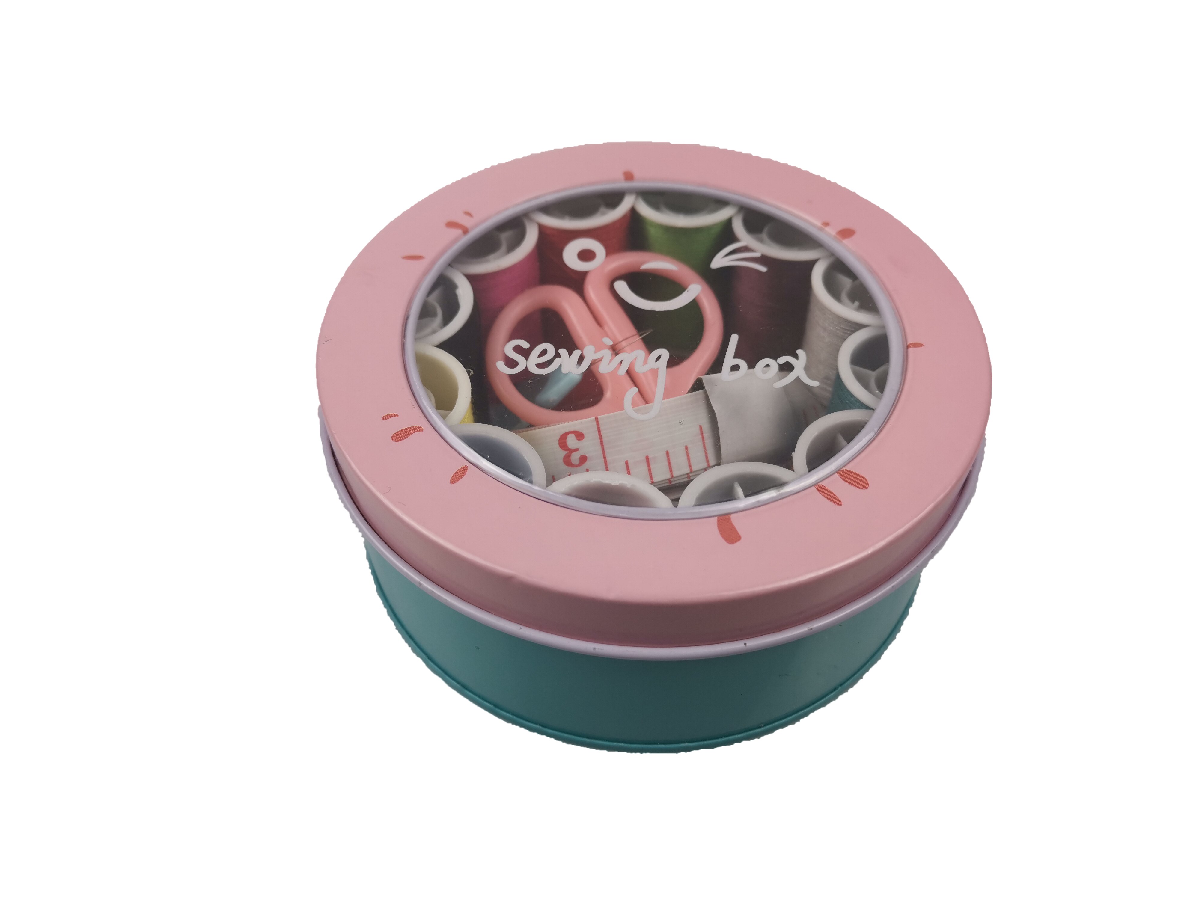 Sewing Machine Thread Kit With Roud Steel Box With All Sewing Supplies Tools