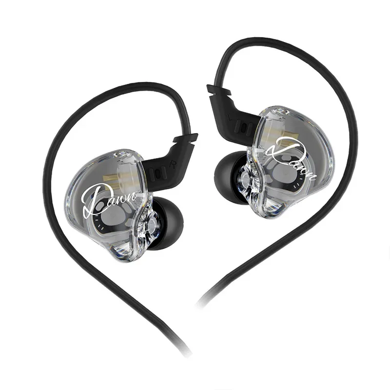 Kz dawn bedrade in-ear hifi-koptelefoon, volledig transparante muziekheadset, sport- en gaming-koptelefoon met microfoon.: Rood