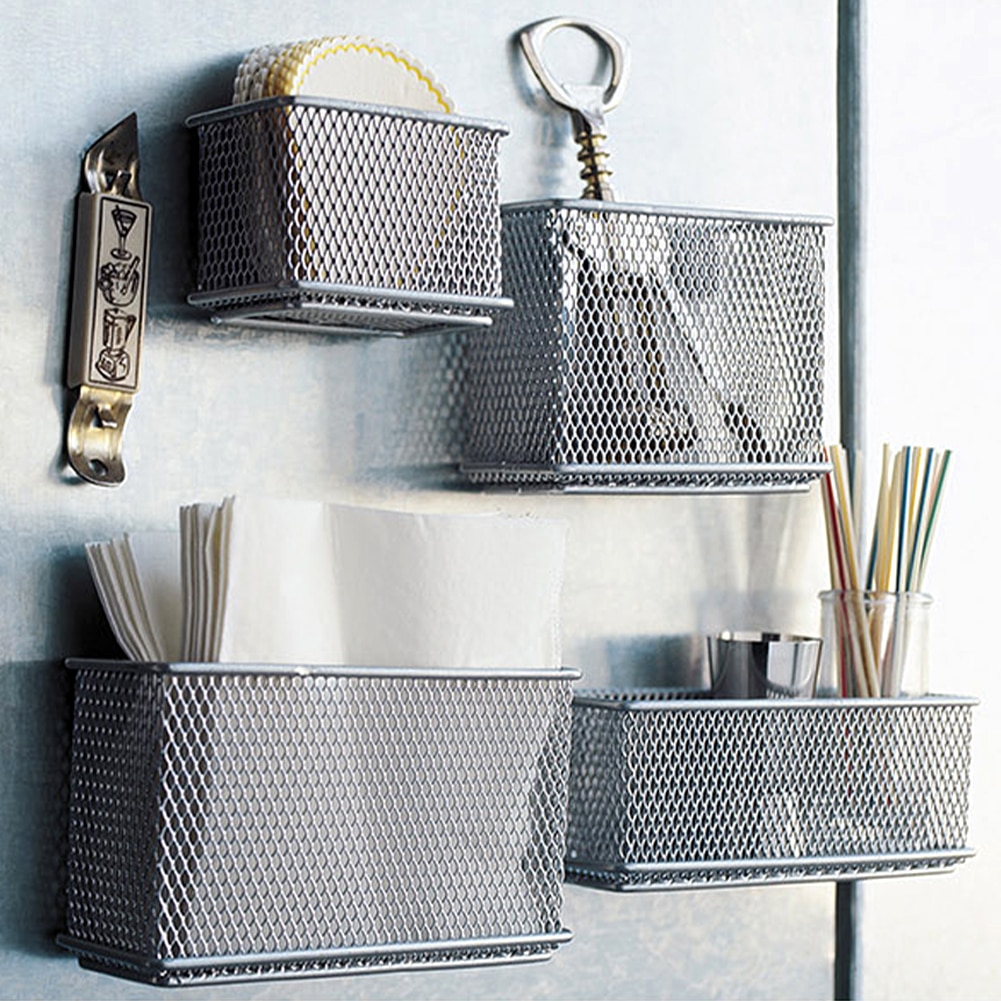 Kitchen Document Storage Basket Magazines For Refrigerator Home Magnetic Suction Office Whiteboard Wire Mesh Desk Tray Organizer