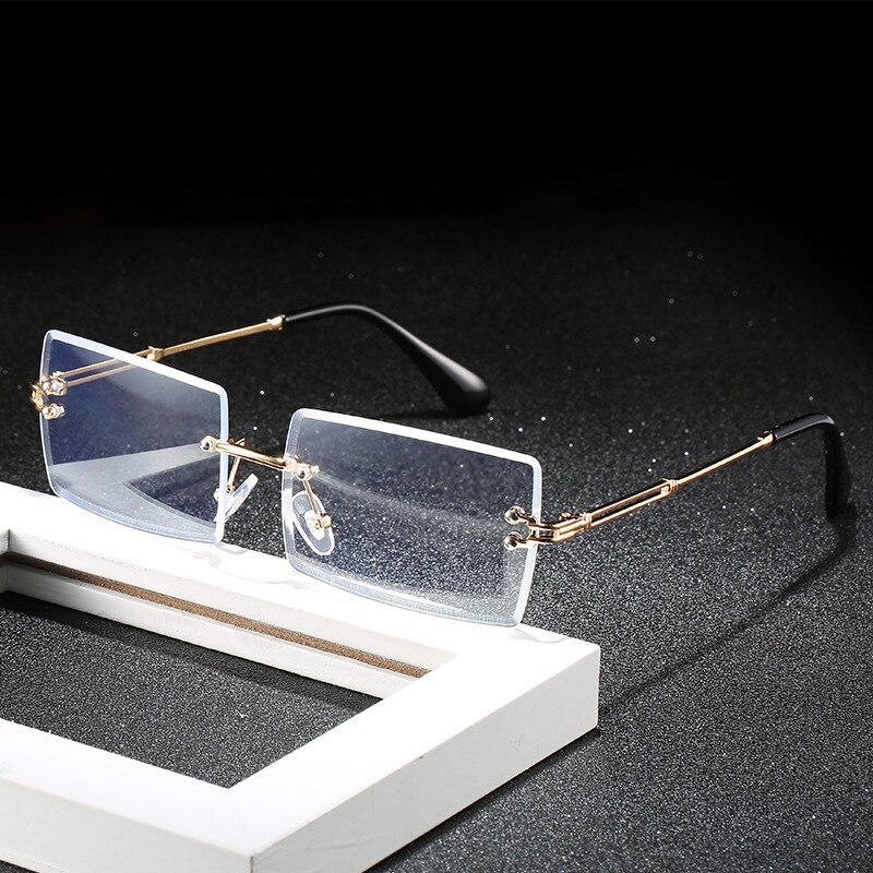 seemfy Square Anti-blue Light Glasses Metal Frame Retro And Personality Eyeglasses Frames Clear Lenses 0 Degree Plain Spectacles