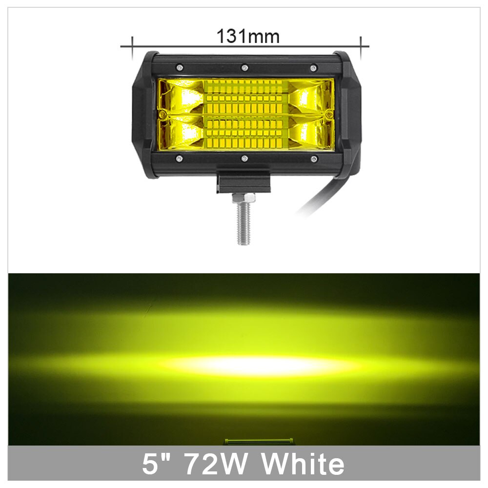 Barra de luces LED de 12 pulgadas, 72 W, 180 W, focos de inundación para camiones todo terreno 4X4, lámpara antiniebla para motocicletas, luces externas de trabajo de conducción 12V 24V: 5 inch 72W Amber x1