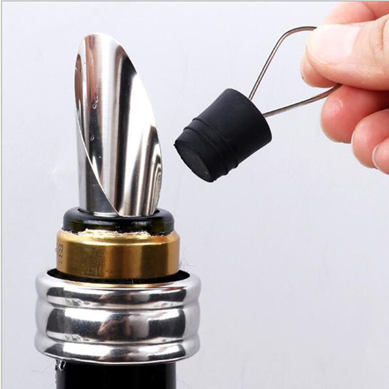 Stainless Steel 5 Pcs Wine Opener Kit Set Including Tool Wine Opener Kit Pourer Wine Ring Wine Decanter Bottle Opener Cutter