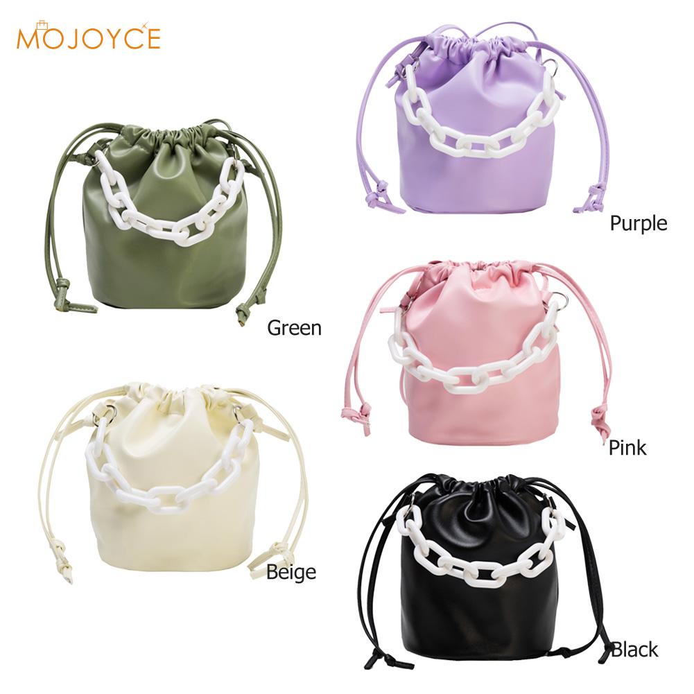 Bolso de hombro tipo cubo de PU para mujer, bolso de mensajero con cordón, bolso de viaje, bolso de Diario Femenino Simple Popular