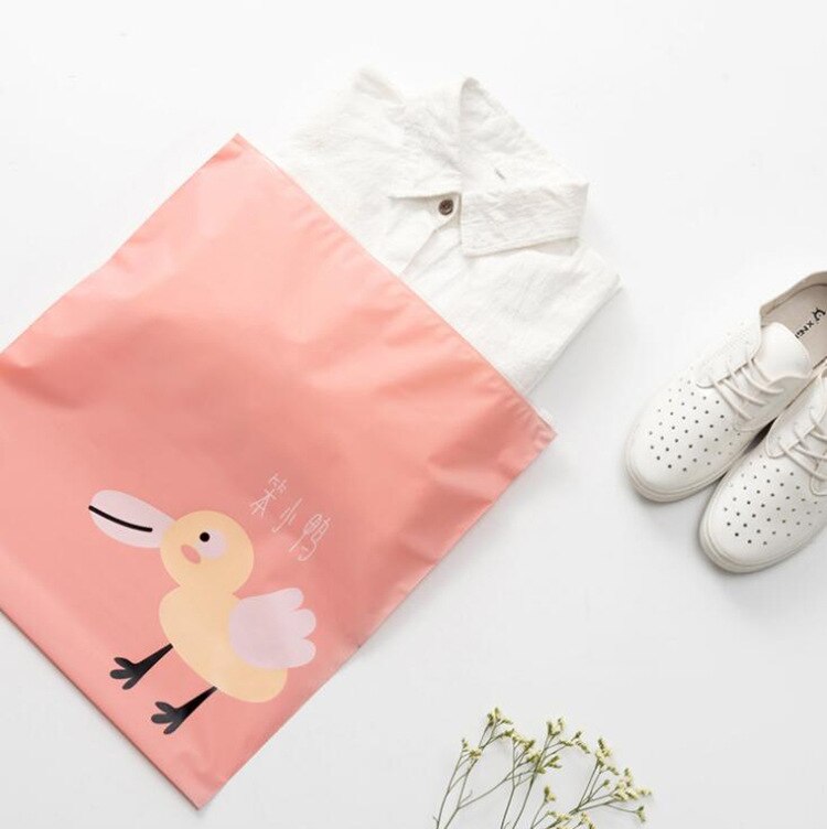 Cute 3pcs Separate Bags Travel Bundle Pocket Set Waterproof Drawstring Clothing Collection PEVA Cartoon Shoes Underwear Org