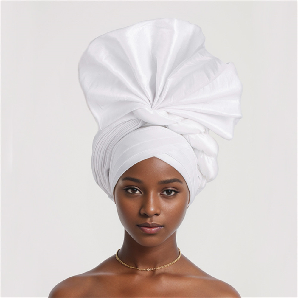 Afrikanische Auto Gele Headtie Nigeria Frauen Kopf wickelt Hochzeit Party Kopfschmuck Frauen Turban Kappe: Gold