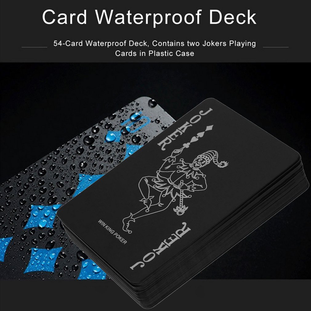 54pcs/deck Poker Waterproof PVC Plastic Playing Cards Set Classic Magic Tricks Tool Pure Color Black Magic Box-packed