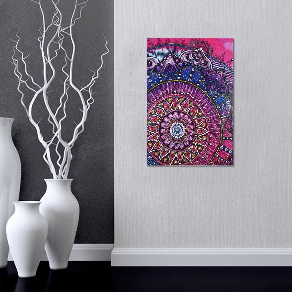 5D obraz diamentowy DIY specjalne kwiat w kształcie rękodzieło robótki obraz z kryształków diament rękojeść Mandala prezent