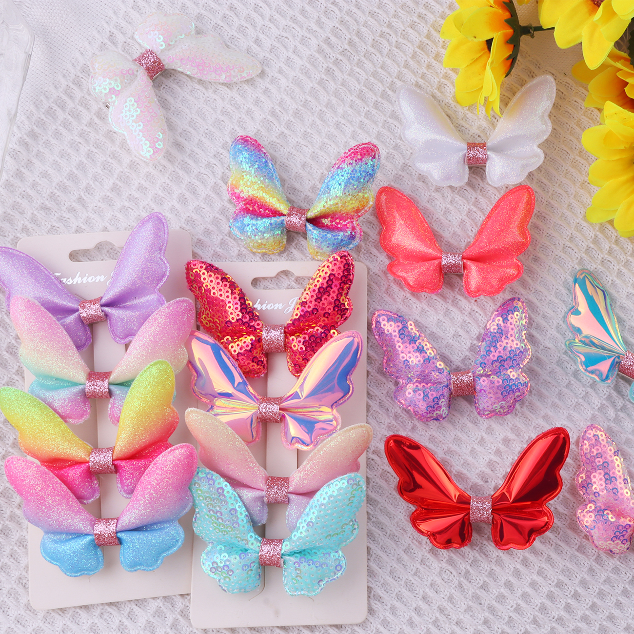 Glitter Mini Butterfly Hair Clips for Baby Girls Sparkly Colorful Hair Accessories Women Cute Small Tiny Clips Hair Accessories