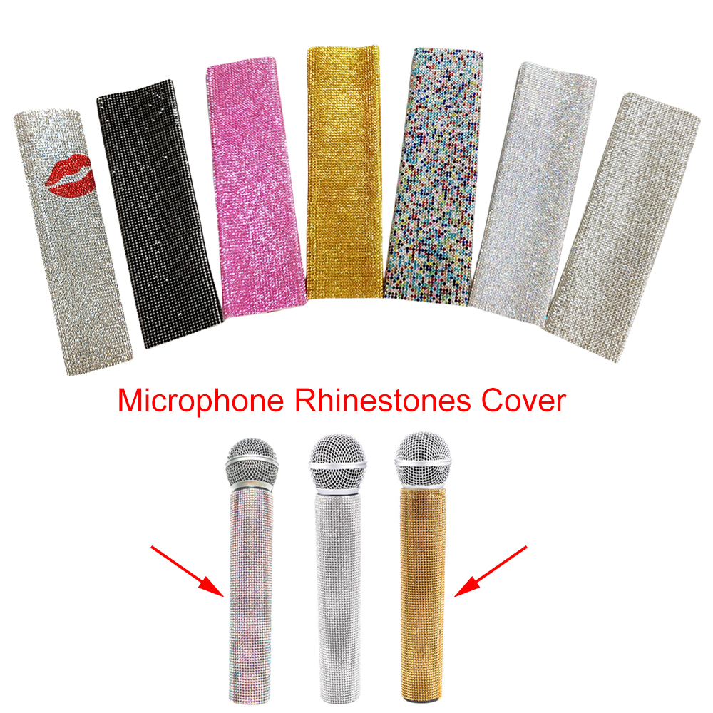 Housse de Microphone en strass, manchon décoratif pour Microphone sans fil pour Disco, scène, fête, émission de télévision