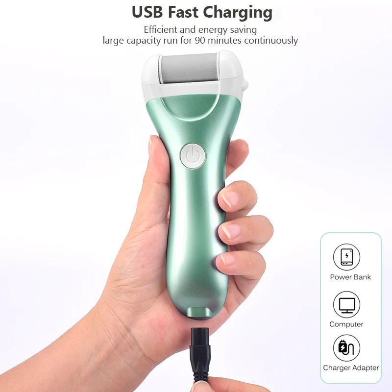Elektrische Pedicure Voet Bestand USB Oplaadbare Power Display, 3 stks Slijpen Peeling Vervanging Hoofden Voor Hiel Eelt Remover