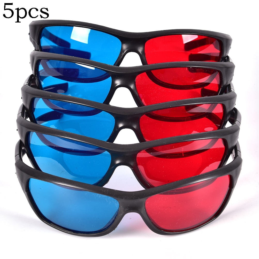 5 pièces/ensemble cadre rouge bleu lunettes 3D pour dimensionnel anaglyphe film jeu DVD