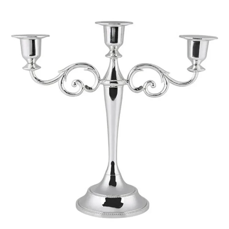 Candelabros de Metal europeos, decoraciones de boda de Navidad altas Retro antiguas, candelabros dorados y plateados, 1 ud.: BLANCO