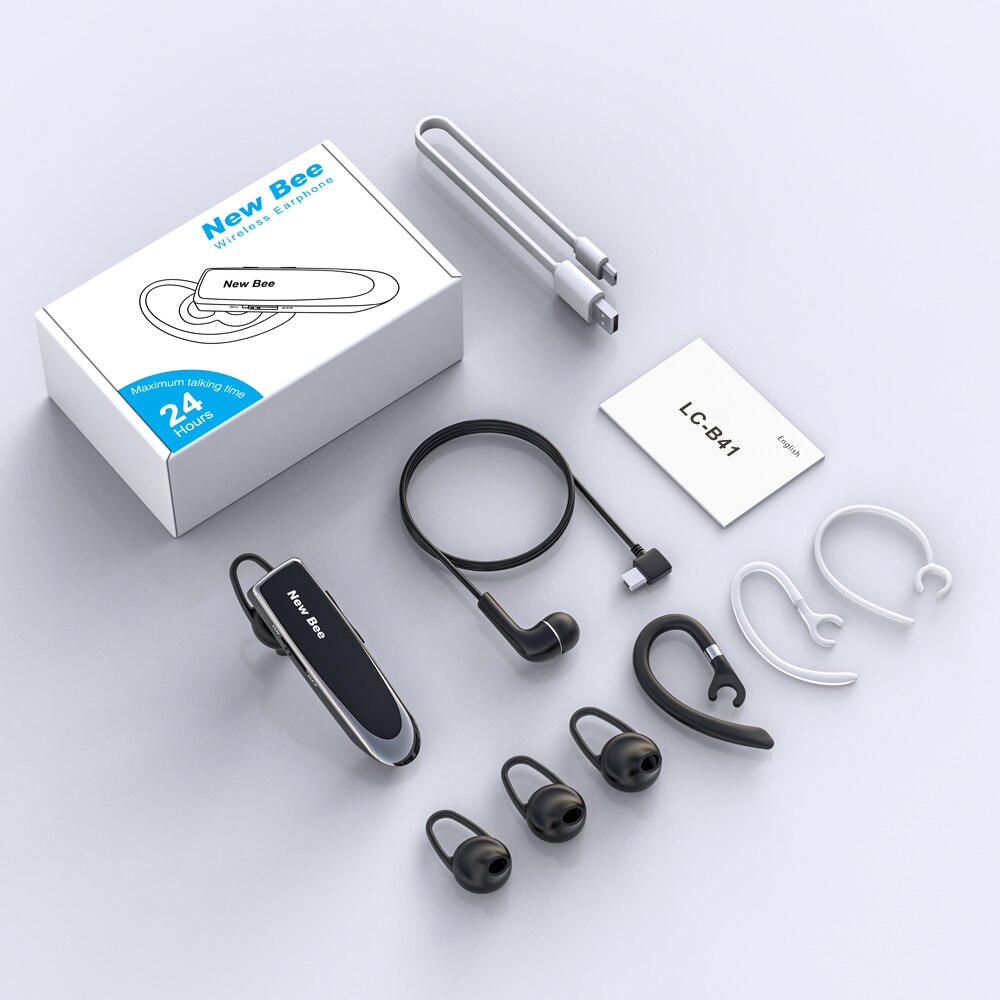 Bee-auriculares inalámbricos con Bluetooth V5.0, cascos manos libres con micrófono CVC 6,0 para música, para negocios y conducción, 22H